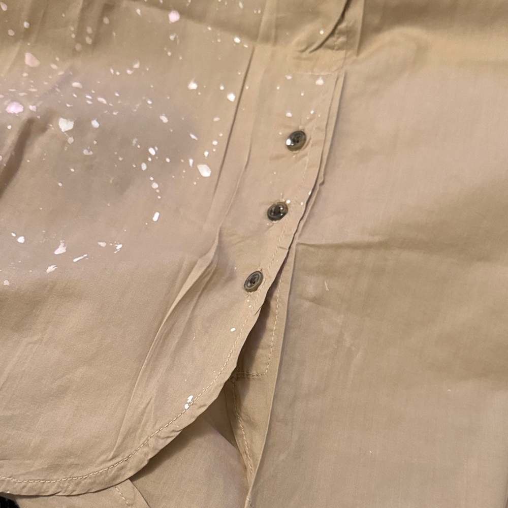 J. Crew Tan and Pink Splatter Casual Shirt - Picture 11 of 14